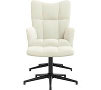 Chaise de relaxation avec tabouret Blanc crème Velours