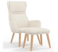 Chaise de relaxation avec tabouret Blanc crème Velours