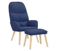 Chaise de relaxation avec tabouret Bleu Tissu