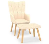 Chaise de relaxation avec tabouret Crème Tissu