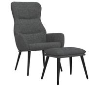 Chaise de relaxation avec tabouret Gris foncé Tissu