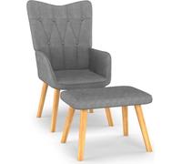 Chaise de relaxation avec tabouret Gris foncé Tissu
