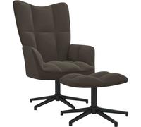 Chaise de relaxation avec tabouret Gris foncé Velours