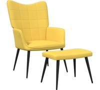 Chaise de relaxation avec tabouret Jaune moutarde Tissu