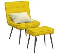 vidaXL Chaise de Relaxation avec Tabouret - Jaune Velours