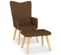Chaise de relaxation avec tabouret Marron Tissu