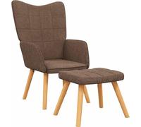 Chaise de relaxation avec tabouret Marron Tissu
