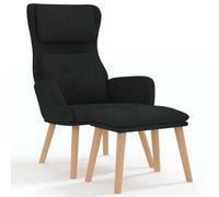 Chaise de relaxation avec tabouret Noir Velours