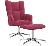 Chaise de relaxation avec tabouret Rouge bordeaux Velours
