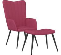 Chaise de relaxation avec tabouret Rouge bordeaux Velours