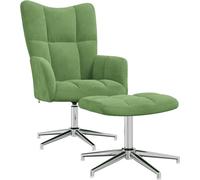 Chaise de relaxation avec tabouret Vert clair Velours