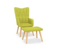 vidaXL Chaise de relaxation avec tabouret Vert Tissu Vert