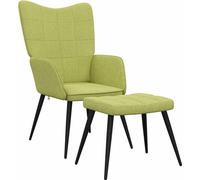 Chaise de relaxation avec tabouret Vert Tissu