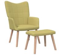 Chaise de relaxation avec tabouret Vert Tissu