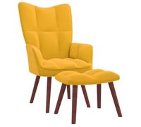 Chaise de relaxation - BEST MEUBLE2022 - Jaune moutarde Velours - Avec repose-pied