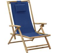 Chaise de relaxation inclinable bleu marine bambou et tissu