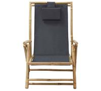 Chaise de relaxation inclinable Gris foncé Bambou et tissu - VIDAXL - 313024 - Oreiller inclus - Exotique
