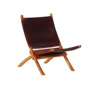 vidaXL Chaise de relaxation pliable – Cuir véritable – Marron foncé