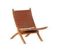 vidaXL Chaise de relaxation pliable marron cuir véritable
