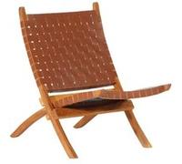 vidaXL Chaise de relaxation pliable en cuir véritable marron