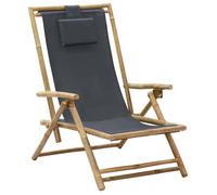 vidaXL Chaise de relaxation réglable inclinable pliable Bambou tissu gris foncé