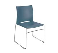 Chaise de réunion et visiteur Giulia, polypropylène, piètement fil chromé métal, Bleu