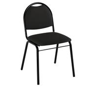 Chaise de réunion tissu piètement noir laqué - noir