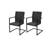 vidaXL Lot de 2 Chaises Cantilever - Noir Similicuir