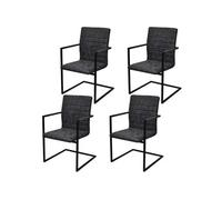 vidaXL - Lot de 4 Chaises cantilever similicuir noir