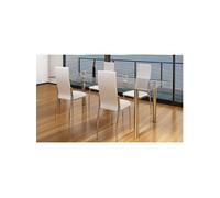 vidaXL Chaises à manger - Lot de 4 - Blanc similicuir