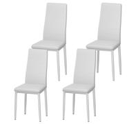 Chaise de Salle à Manger 4 pièces, DEWINNER Chaise de Cuisine avec Pieds en métal, Chaise de Salon rembourrée, Blanc