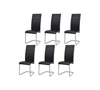Vidaxl Chaises De Salle à manger Cantilever 6 Pcs Noir Similicuir