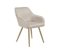 Chaise de salle à manger aspect velours matelassé taupe/or