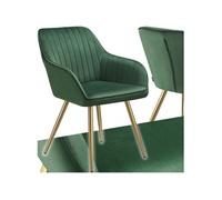 Chaise de salle à manger aspect velours matelassé vert/or