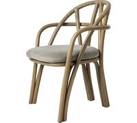 Chaise de Salle à Manger Bistra avec Accoudoirs en Rotin Teinté olive/Fustagno Limonta 003