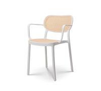 Kosmi Chaise de Salle à Manger Blanche Style Vintage avec accoudoirs