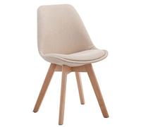 Chaise de Salle à manger Borneo V2 en Tissu - Style scandinave - Chaise Visiteur avec Piètement en Bois de Hêtre Nature - Couleur Crème
