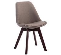 Chaise de Salle à manger Borneo V2 en Tissu - Style scandinave - Chaise Visiteur avec Piètement en Bois de Hêtre Noyer - Couleur Taupe