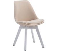 Chaise de Salle à manger Borneo V2 en Tissu - Style scandinave - Chaise Visiteur avec Piètement en Bois de Hêtre Blanc - Couleur Crème Crème G