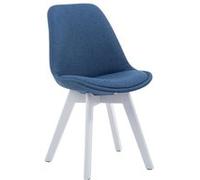 Chaise de Salle à manger Borneo V2 en Tissu - Style scandinave - Chaise Visiteur avec Piètement en Bois de Hêtre Blanc - Couleur Bleu Bleu G
