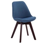 Chaise de Salle à manger Borneo V2 en Tissu - Style scandinave - Chaise Visiteur avec Piètement en Bois de Hêtre Noyer - Couleur Bleu