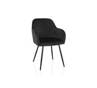 hjh Living - Chaise de salle à manger CHARVELLE rembourrée velours, accoudoirs, pieds métal Noir