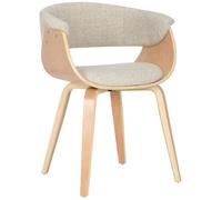 CLP Chaise de Salle a Manger 150 kg, Pied Bois Bruce, Chaise Cuisine rembourree avec accoudoirs et Patins, Hauteur Assise 47 cm, Couleur:crème, Couleur du Cadre:Natura