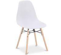 Chaise de Salle à Manger - Design Scandinave - Pieds en Bois - Lumi Blanc