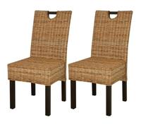 Chaise de salle à manger - DEX - Rotin Kubu - Bois de manguier - Lot de 2 - Confort optimal