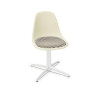 Chaise de salle à manger Eames DSL en fibre de verre avec coussin d'assise, coloris parchemin/damier/blanc lisse