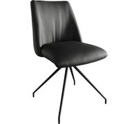 Chaise-pivotante Elso-Flex cuir de vache noir pied croisé conique noir pivotement sur 180° ressorts ensachés