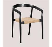 Chaise de Salle à Manger en Bois de Teck Visby Design Noir uni