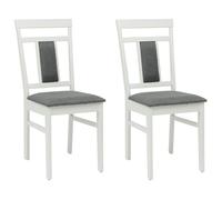 Chaise de salle à manger en bois massif - vidaXL - Blanc et Gris - 36x44 5x91 5 cm - Hévéa massif - Coussin confortable