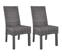Chaise de Salle à Manger en Rotin Kubu Bois de Manguier - Gris - Lot de 2